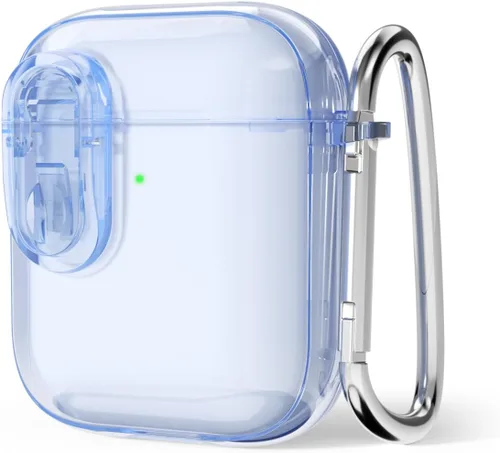 Vista 29 de Svanove Funda transparente para Airpods con correa, bonita carcasa rígida transparente de plástico para Airpods de 1ª 2ª generación con cuerda