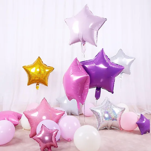 Vista 5 de KALOR Globos de Mylar de estrella morada de 18 pulgadas, 10 globos de helio en forma de estrella para bodas, baby shower, decoraciones de fiesta