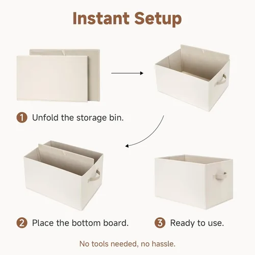 Vista 8 de StorageWorks - Canastas de almacenamiento para estantes, contenedores de tela plegables para armario con asas, contenedores de almacenamiento