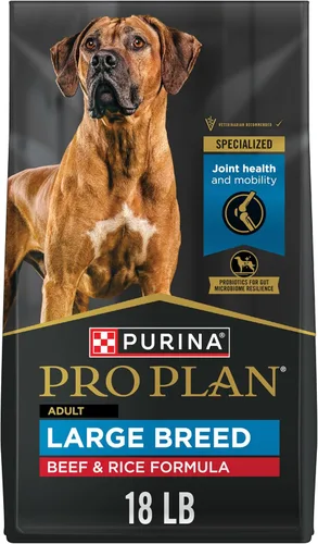 Purina Pro Plan Alimento seco para perros de raza grande con alto contenido de proteínas con probióticos para perros, fórmula de ternera y arroz,