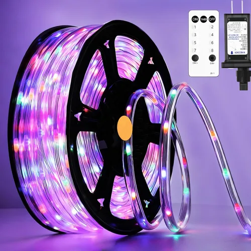 Vista 12 de 100 pies 720 luces LED de cuerda al aire libre impermeables con control remoto, 8 modos y 4 niveles de brillo, luces de cuerda para exteriores