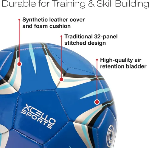 Vista 4 de Balón de fútbol tamaño 5, paquete de 2 (azul/plata, blanco/azul) con bomba