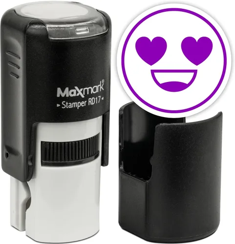 Vista 74 de MaxMark Sello de Emoji Autoentintado Redondo - Enojada - Tinta Negra