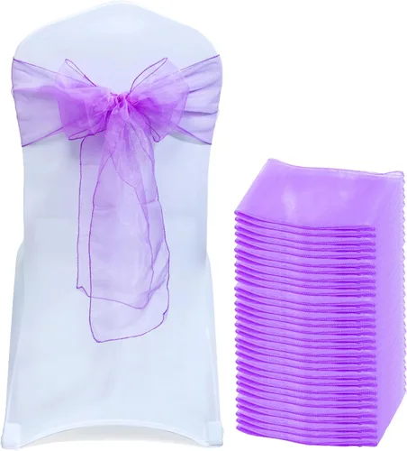 Vista 11 de Bandas de organza para decorar sillas en bodas y eventos, 100 unidades, organza, Manzana Verde (Apple Green), 10