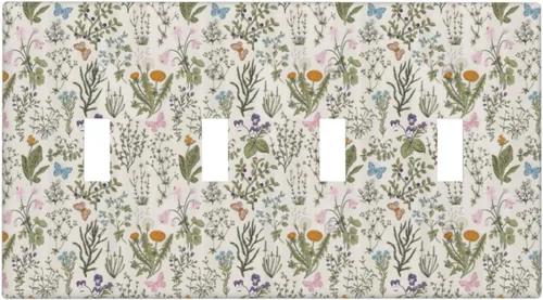 Vista 89 de William Morris Floral Boho Azul Medianoche Azul Bohemio Flor 1 Banda Dúplex Cubierta de Salida Decorativa Receptáculo Único Interruptor Eléctrico