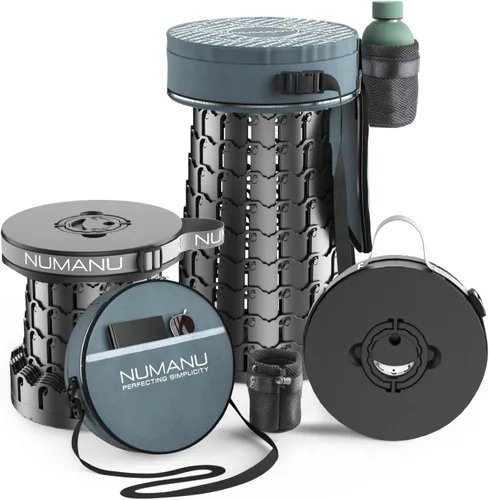 Vista 9 de NUMANU Taburete plegable mejorado 2025 y bolsa de transporte acolchada 3 en 1, máximo 620 libras, taburete portátil ajustable de altura de 18