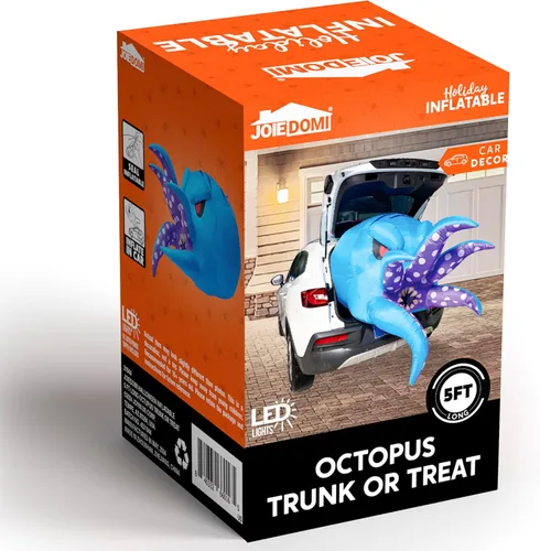 Vista 7 de Joiedomi Decoraciones inflables de Halloween para tronco o golosinas, pulpo inflable con LED para decoración de Halloween al aire libre