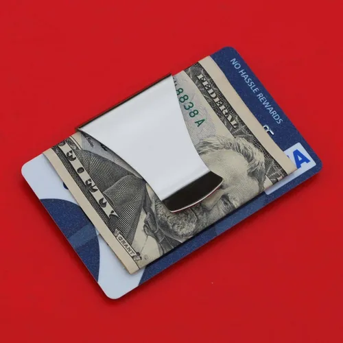 Vista 5 de US 1983 Kennedy Half Dollar Stainless Steel Two Tone Large Money Clip NEW - Wide Design