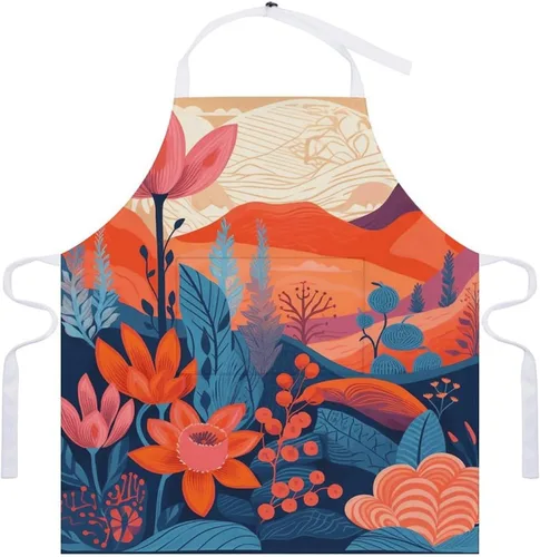 Vista 7 de Flowers in Ink Aprons Waterproof Cooking Kitchen Apron Unisex Adjustable Bib Apron with Pocket Restaurant Chef Works Aprons for Waitress Waiter