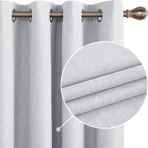 Vista 2 de Deconovo - Cortinas opacas 100% de lino sintético con ojales, cortinas para dormitorio y 2 paneles
