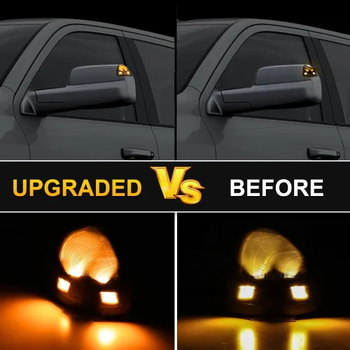 Vista 6 de Espejo lateral LED intermitente, luz de retrovisor izquierdo y derecho, lente de cubierta transparente para 68302828AA 68302829AA compatible