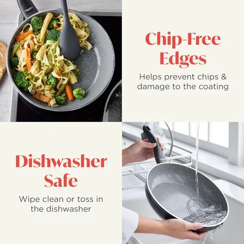 Vista 7 de Rigoletto - Sartén antiadherente y tapa de 3.1 cuartos de galón, fabricada en Italia, superficie de cerámica en capas sin PFAS, lista