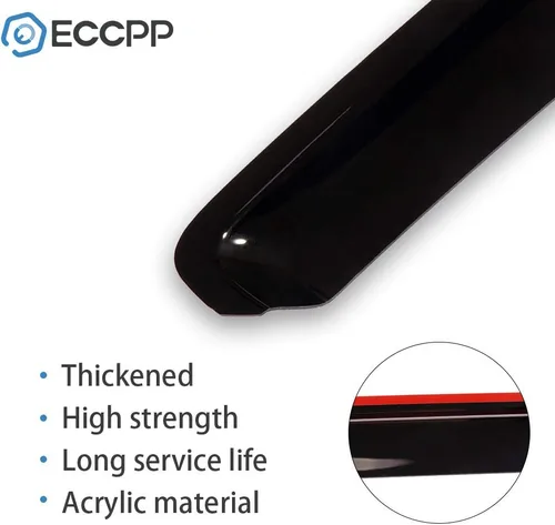 Vista 6 de ECCPP Ventvisor - Deflector de ventana lateral, 4 piezas con cinta adhesiva en el exterior, protección contra la lluvia y el sol, pantalla