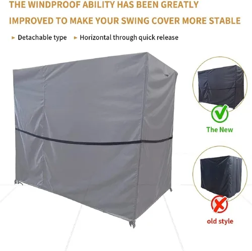 Vista 3 de Cubierta de columpio de patio con marco A, impermeable, 3 asientos, resistente a los rayos UV, protector contra la intemperie para muebles de patio