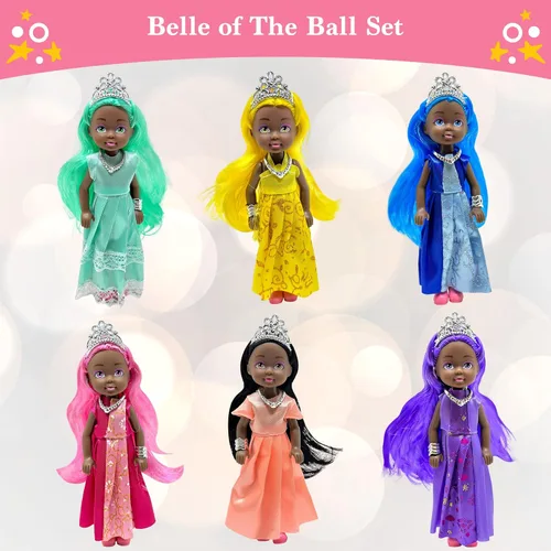 Vista 3 de Set de Muñecas Pequeñas con Mini Muñecas de Princesa para Niñas – Muñecas de Juguete de Princesa para Casa de Muñecas – Figuras Mini de Princesa