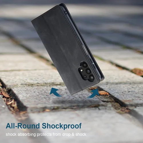 Vista 6 de Funda tipo cartera para Samsung Galaxy A32 5G con bloqueo RFID, tarjetero y función atril magnético, funda de cuero con tapa para Samsung Galaxy A32