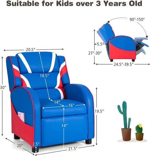 Vista 2 de Charles Kids - Silla reclinable para niños, color azul