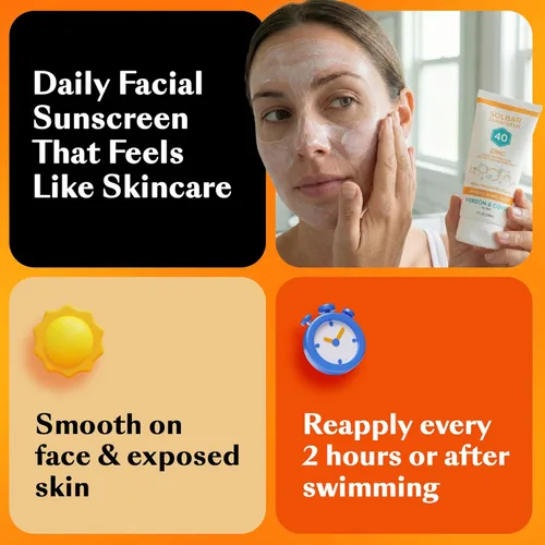 Vista 4 de Solbar Protector solar híbrido SPF 40 de zinc para cara y cuerpo, óxido de zinc transparente, cuidado solar de amplio espectro, resistente al agua