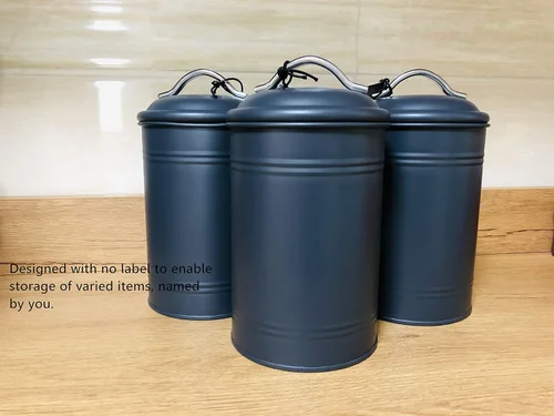 Vista 5 de Recipiente hermético de cocina con tapa, contenedor rústico de decoración de granja para alimentos secos, azúcar, café, té, tarro de almacenamiento