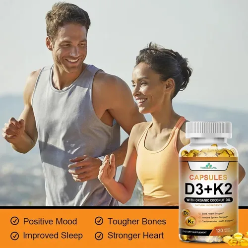 Vista 2 de TheraSuva Vitamina D3 de alta potencia 5,000 UI + K2 - Vegana, sin OMG, con aceite de coco orgánico para una mejor absorción - Soporte óseo