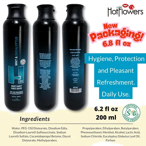 Vista 2 de HOT FLOWERS Mint and Eucalyptus - Lavado íntimo diario para hombre para la salud corporal esencial, 4.4 onzas cada uno (1)