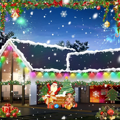 Vista 7 de MUCCCUTE Luces Permanentes al Aire Libre para Navidad de 150 pies RGB + IC para Aleros con Aplicación y Control Remoto, Cadena de Luces LED al Aire