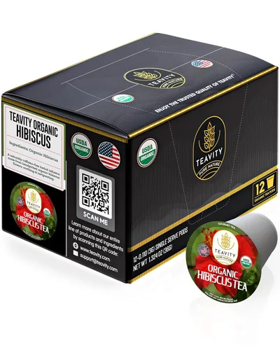 Vista 75 de Teavity - Cápsulas de té orgánico de manzanilla para Keurig - Cápsulas de té descafeinado - Manzanilla agradable (36 cápsulas de té)