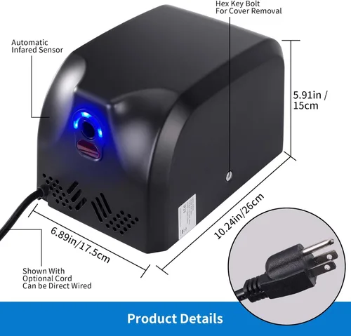 Vista 4 de Goetland Secador de manos de acero inoxidable 304 comercial compacto 1350 w 70 dB resistente pulido para baño casa apartamento de negocios