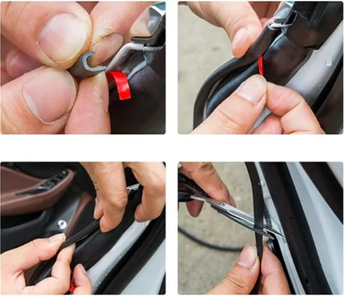 Vista 4 de Protectores de borde de puerta de automóvil, 16 pies, transparente, universal, multifunción, para puerta de automóvil, tira de cuerpo, protector