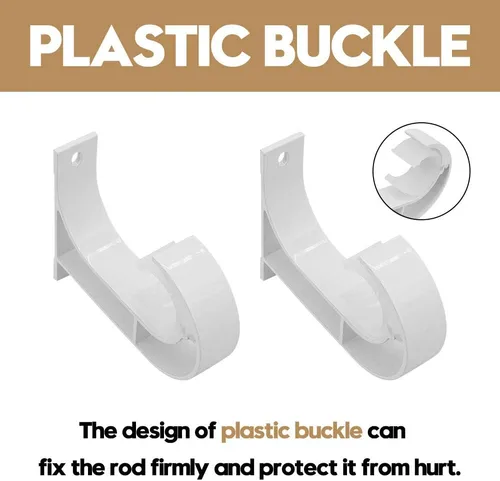 Vista 3 de AddGrace Soporte para barra de cortina de techo, resistente con hebilla de plástico, aleación de aluminio, accesorios de ventana para hasta 1-2/16