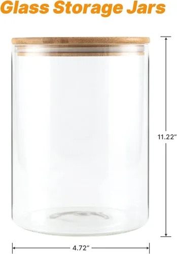 Vista 2 de YUNCANG Tarros de almacenamiento de vidrio, PAQUETE DE 2 - 108oz/3200ml Recipientes de almacenamiento de alimentos de vidrio transparente con tapa