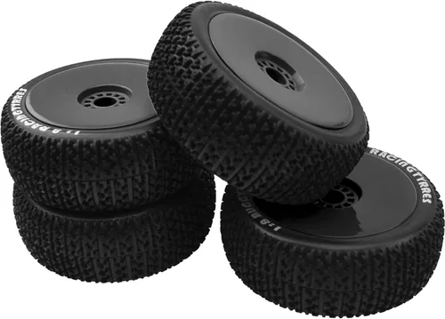 Vista 4 de ShareGoo OD 4.52 pulgadas 1/8 RC Buggy neumáticos de goma con llanta de plástico hexagonal de 0.669 in compatible con Arrma Kyosho Exceed RC Traxxas