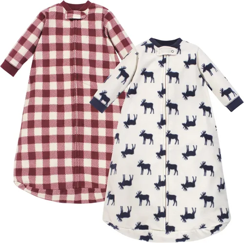 Little Treasure Saco de dormir unisex de forro polar de manga larga para bebé, alce, talla única
