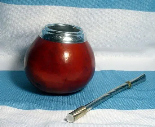 Mate Calabaza Yerba Cup Con Bombilla Set Acero Inoxidable Hecho A Mano Argentina