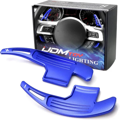 iJDMTOY Extensiones de paleta grandes de aluminio deportivas compatibles con Ford Mustang 2015-2023 Azul