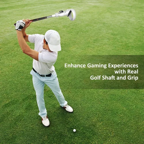 Vista 6 de VirtualBuff Dual Golf Club Adapters Attachment for Meta Oculus Quest 2 Controllers - Real Golf Shaft with Stainless Steel Core and Silicone Grips