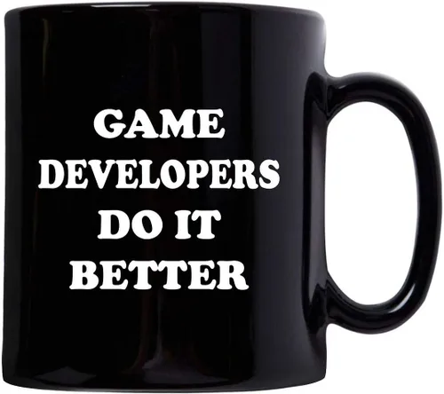Vista 2 de Gifts for Game Developer Designer Mug Coffee Tea Cup Black Ceramic 11oz - Video Gaming Design Dev Team Development Funny Cute Gag Idea - Do It Better