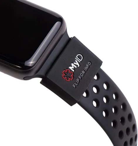 Vista 2 de myID Funda de identificación médica que se adapta a Apple Watch, Fitbit, Samsung Gear, Garmin y más