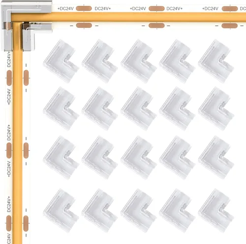 Vista 8 de COB - Conectores de tira de luz LED, 20 unidades, 0.197 in, tira de 2 pines a cables, conectores de luz de cinta LED, transparente, sin soldadura