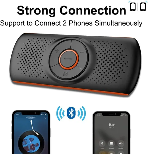 Vista 4 de Skybess Altavoz Bluetooth de coche para teléfono celular, altavoz portátil Bluetooth 5.3 manos libres, reproductor de música inalámbrico, kit