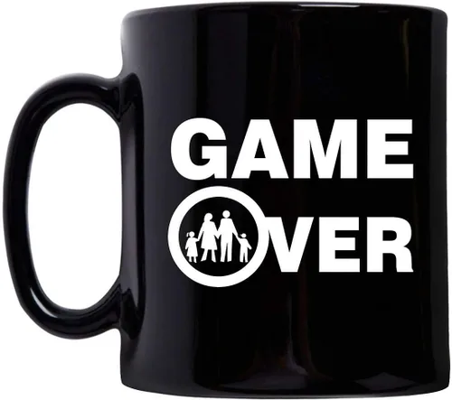 Funny Family Gifts for Game Developer Designer - Game Over Mug Coffee Tea Cup Black Ceramic 11oz - Video Gaming Design Dev Team Development Cute Gag