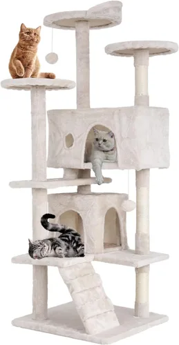 Vista 11 de Árbol para gatos de 54 pulgadas, torre de escalada para gatos con poste rascador, casa para gatos con percha, árbol para gatitos, condominio