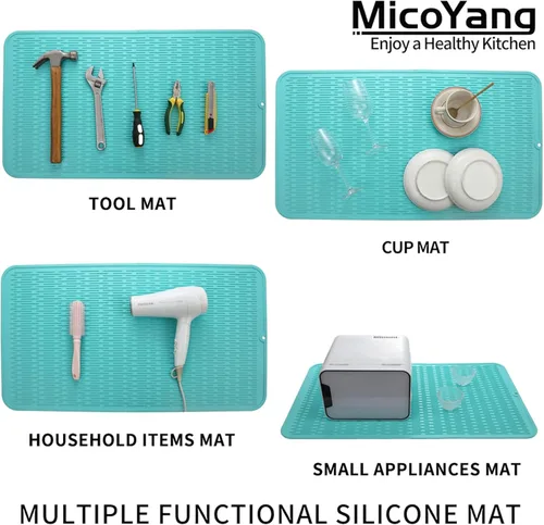 Vista 735 de MicoYang Alfombrilla de Silicona para Secar Platos de Múltiples Usos, Fácil de Limpiar, Ecológica, Alfombrilla de Silicona Resistente al Calor