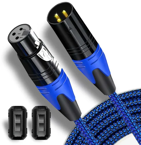 Vista 8 de Cable de micrófono profesional XLR macho a hembra, cable de micrófono de estudio con doble blindaje, cobre sin oxígeno para podcasting