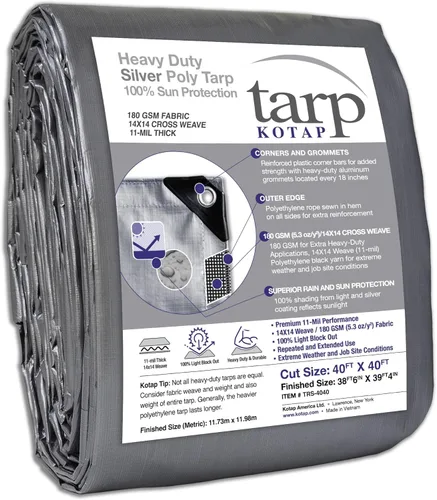 Vista 36 de Kotap TGS-0608 - Lona de polietileno reversible de 8 mil con protección UV, 6 pies X 8 pies, verde-plata