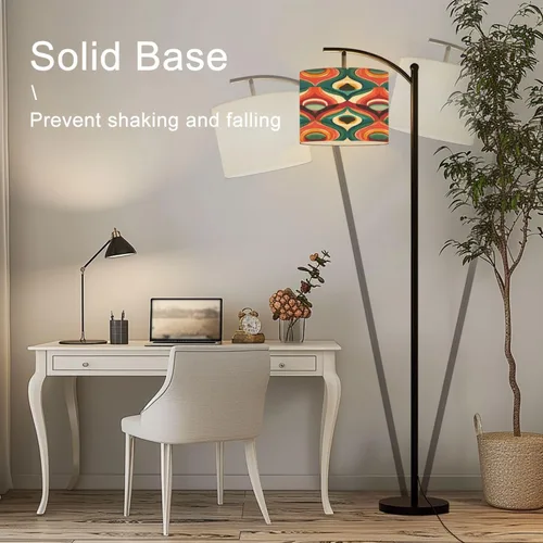Vista 5 de Arc Floor Lamp Aesthetic mid century seamless retro design Decorative 50 s 60 s 70 s Tall Standing Lamp Modern Dimmable with Remote Adjustable Drum