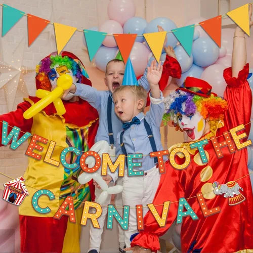 Vista 5 de Cartel de bienvenida al carnaval: decoraciones de fiesta temática de carnaval y circo, juegos y pancartas