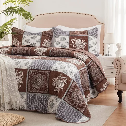Vista 18 de LEAONME Juego de edredón de 3 piezas tamaño matrimonial/queen, juego de ropa de cama ligero de microfibra para todas las estaciones, funda de cama