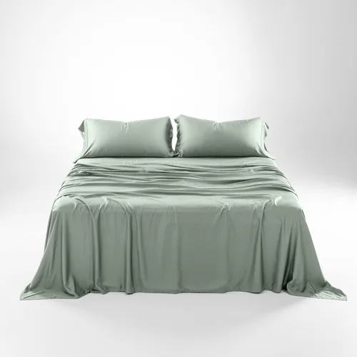 Vista 4 de Olive + Crate - Juego de sábanas y fundas de almohada frescas de eucalipto, tamaño King, 100% fibra Tencel certificada de Austria, mejor que