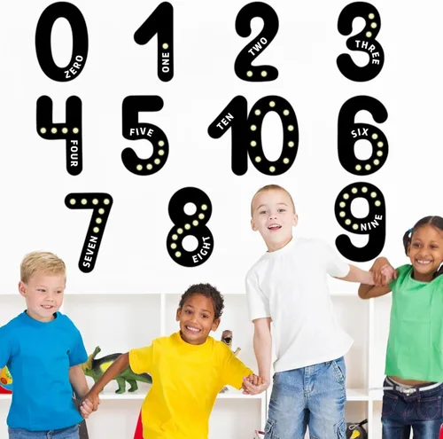 Vista 4 de Qyeahkj Tablón de anuncios de números gigantes, pósteres educativos de matemáticas para niños pequeños, maestros imprescindibles para el aula